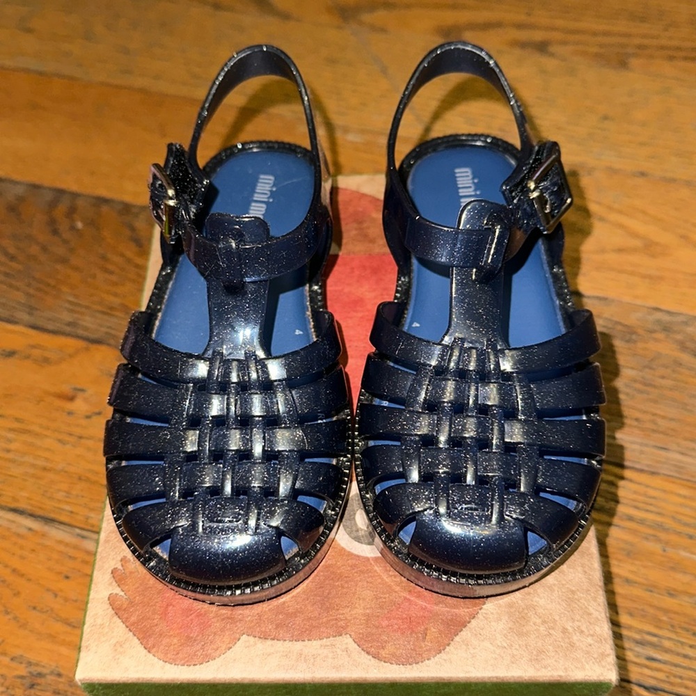 Blue glitter mini Melissa sandals